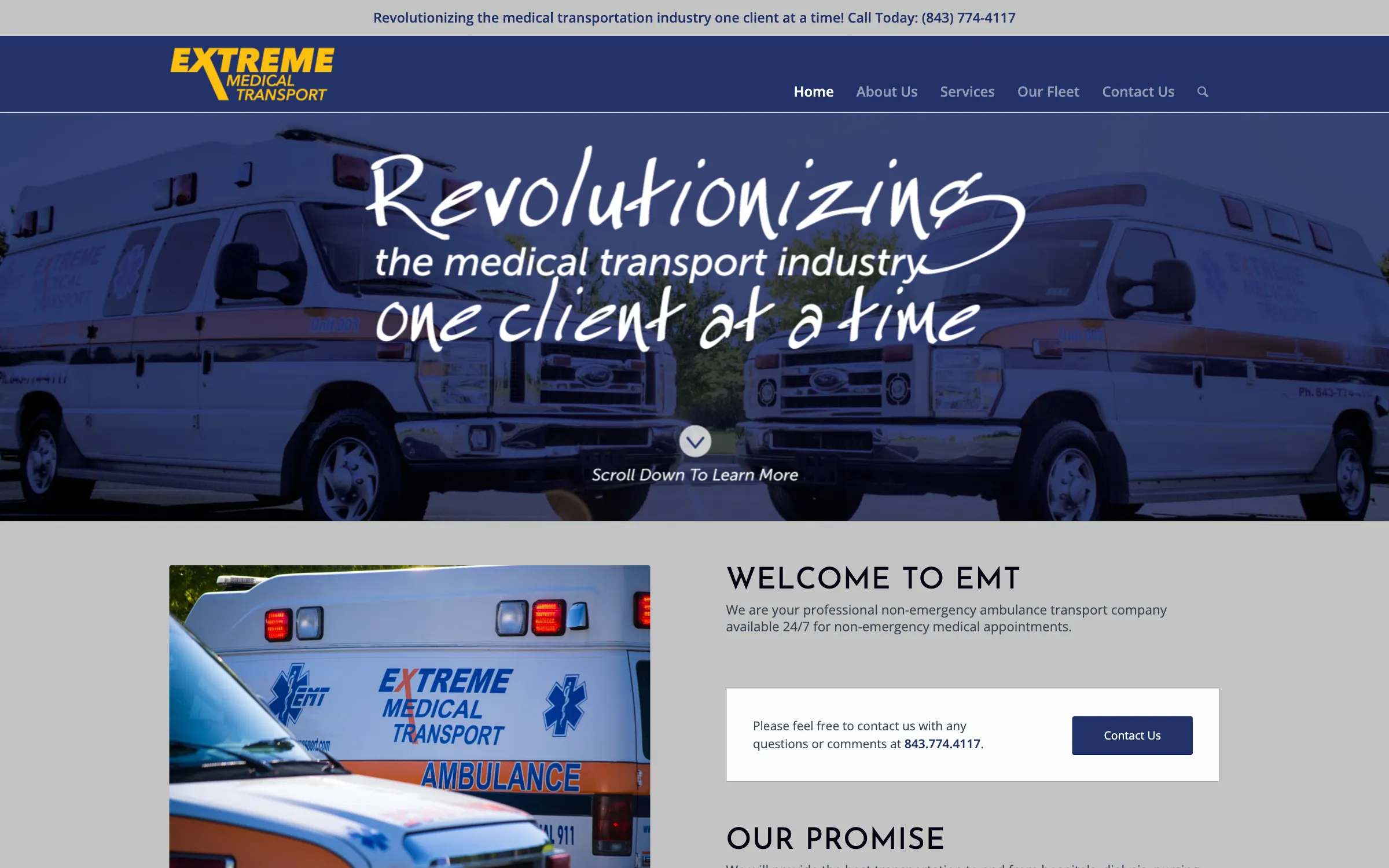 Extreme Medical Transport, website screenshot